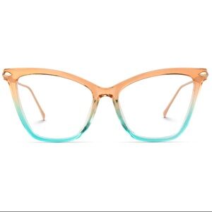 ZEELOOL-5.00 Prescription Ombré Mint Green>Peach Fashion Glasses